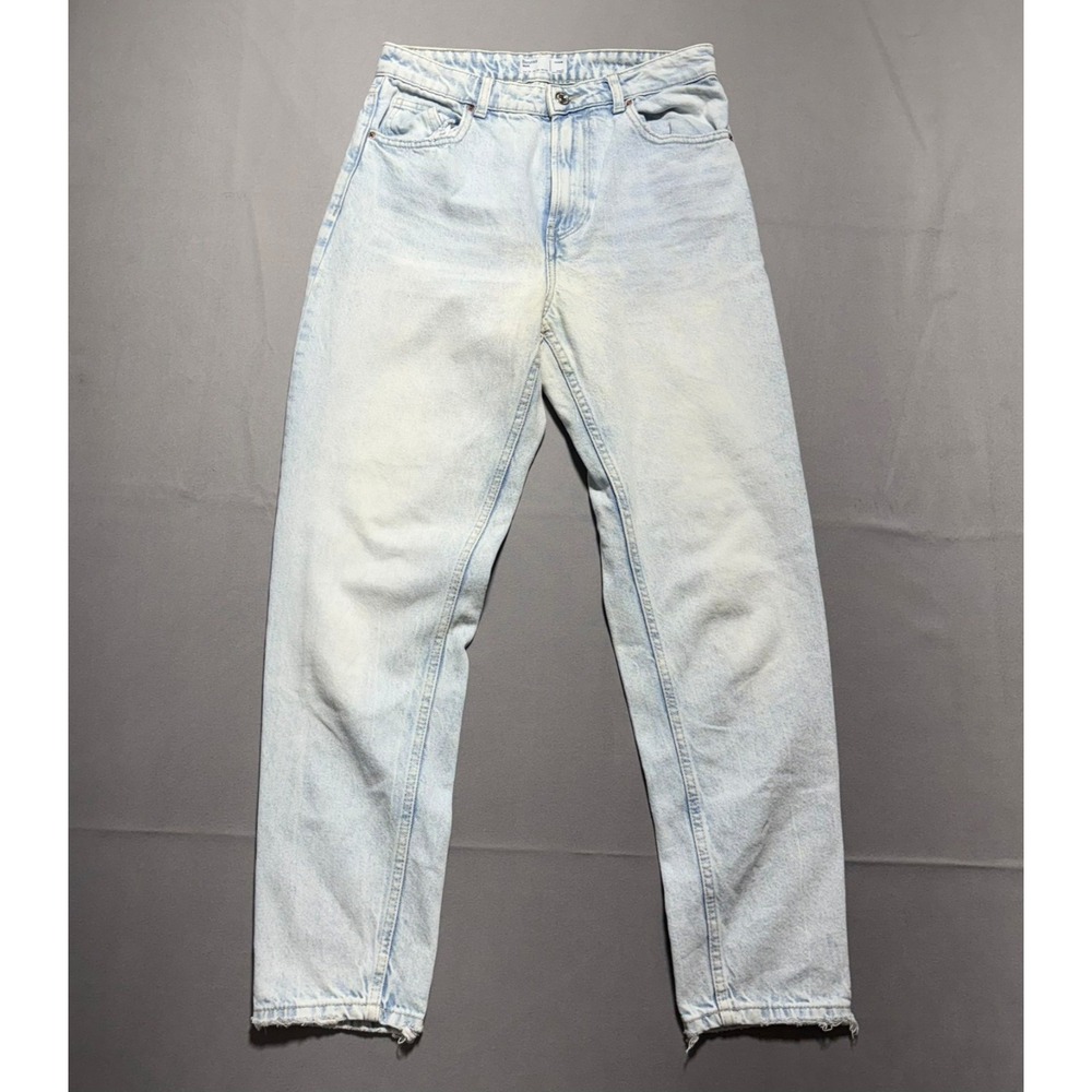 Bershka Womens Light Blue Denim High Rise Tapered Leg Mom Fit Jeans Size 6
